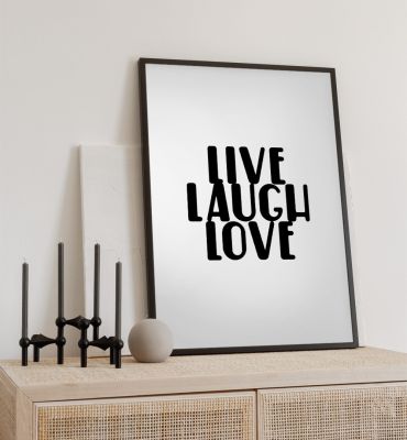 Poster Leben Lachen Lieben schwarz