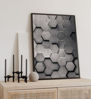 Poster Hexagon silber