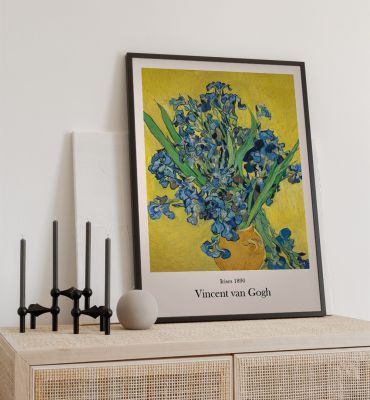 Poster Vase mit Schwertlilien van Gogh Hauptbild mit Beispiel