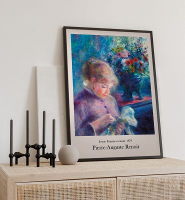 Poster Junge Frau näht Renoir