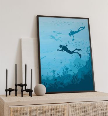 Poster Unterwasser Taucher