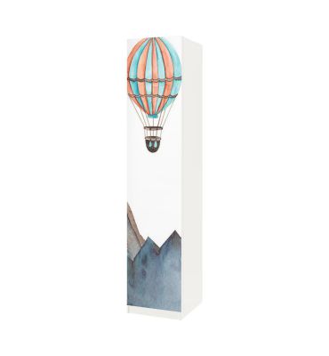 Schrankaufkleber Pax Zeichentrick Heißluftballon über Gebirge Gesamtansicht