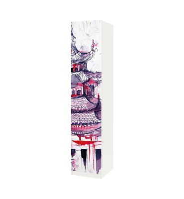 Schrankaufkleber Pax Asiatischer Tempel gemalt mit Wasserfarben Gesamtansicht