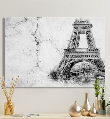 Leinwandbild Eiffelturm Nostalgie schwarz-weiß Hauptbild mit Beispiel