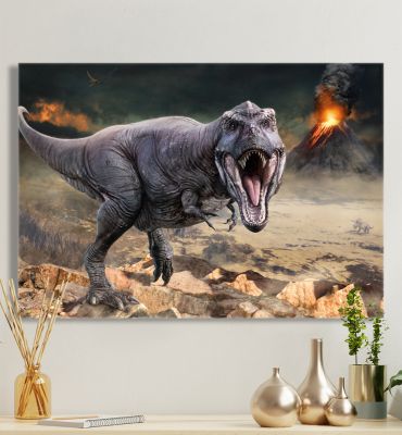 Leinwandbild T-rex Vulkanausbruch Hauptbild mit Beispiel