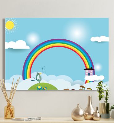 Leinwandbild Regenbogen und Vogel Hauptbild mit Beispiel