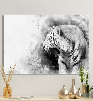 Leinwandbild Tiger schwarz-weiß Hauptbild mit Beispiel