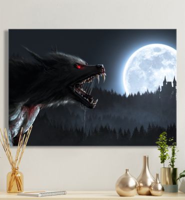 Leinwandbild Werwolf bei Vollmond Hauptbild mit Beispiel