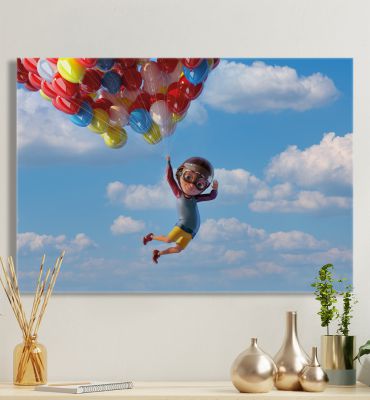 Leinwandbild Junge mit Luftballon Hauptbild mit Beispiel