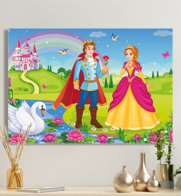 Leinwandbild Prinzessin und Prinz im Schloßgarten Hauptbild mit Beispiel