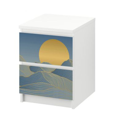 Kommodenaufkleber Malm minimalistische Gebirgelandschaft mit Sonne