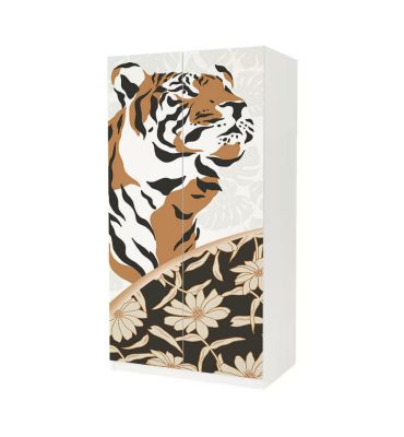 Schrankaufkleber Pax gemalter Tiger mit Blüten