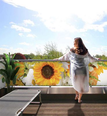 Balkonbanner Farbenfroher Blumenstrauss mit Sonnenblumen