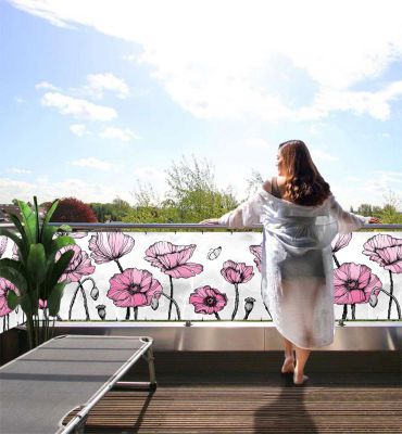 Balkonbanner Wunderland Blumen rosa Hauptbild mit Beispiel