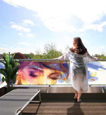 Balkonbanner Gemälde aus Wasserfarben Hauptbild mit Beispiel