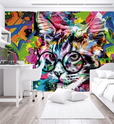 Fototapete Katzen Graffiti Hauptbild mit Beispiel