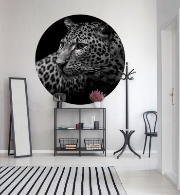 Fototapete Leopard grau rund