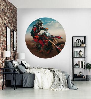 Fototapete Motorcrossfahrer rund Hauptbild mit Beispiel