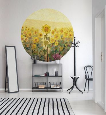 Fototapete Sonnenblumenfeld rund Hauptbild mit Beispiel