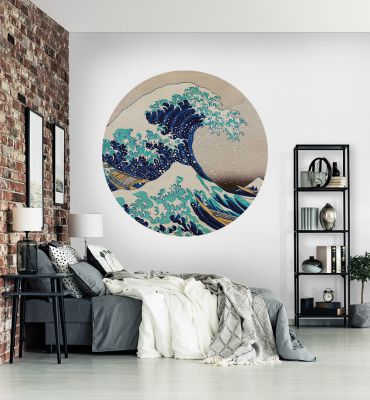 Fototapete Die Große Welle vor Knagawa rund Hauptbild mit Beispiel