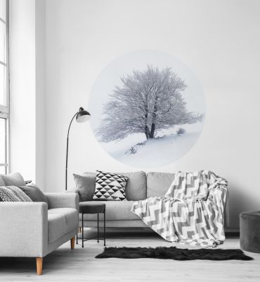 Fototapete Verschneiter Baum rund Hauptbild mit Beispiel