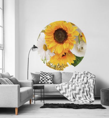 Fototapete Sonnenblumenstrauß rund Hauptbild mit Beispiel