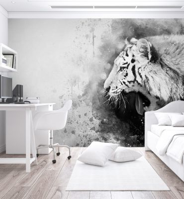 Fototapete Tiger schwarz weiß Hauptbild mit Beispiel