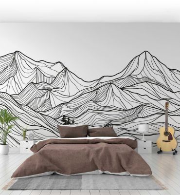 Fototapete gezeichnete minimalistische Berge Hauptbild mit Beispiel