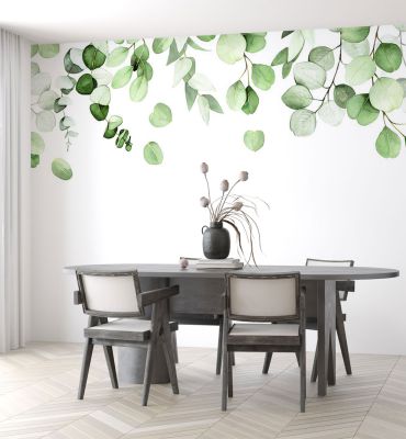 Fototapete hängende Eukalyptus Blätter Hauptbild mit Beispiel