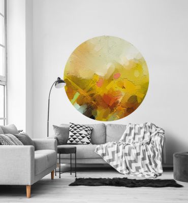 Fototapete Abstraktes Gemälde mit gelben Pinselstrichen rund Hauptbild mit Beispiel