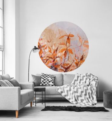 Fototapete Blühendes Blütenfeld künstlerisch gemalt rund Hauptbild mit Beispiel