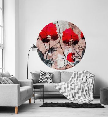 Fototapete Blüten auf abstraktem Hintergrund rund Hauptbild mit Beispiel