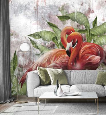 Fototapete Flamingo auf Wand
