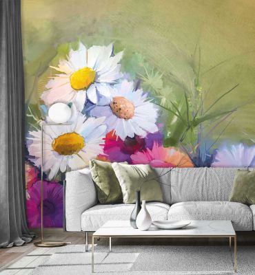 Fototapete gemalter bunter Blumenstrauß Hauptbild mit Beispiel