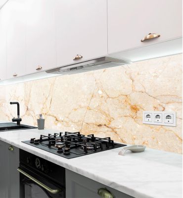 Küchenrückwand Marmor beige selbstklebend Hauptbild mit Beispiel
