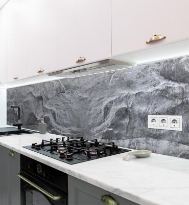 Küchenrückwand Steinwand grau selbstklebend Hauptbild mit Beispiel
