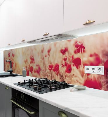 Küchenrückwand Mohnblumen selbstklebend Hauptbild mit Beispiel