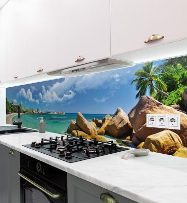 Küchenrückwand Landschaft Palmen Strand selbstklebend Hauptbild mit Beispiel
