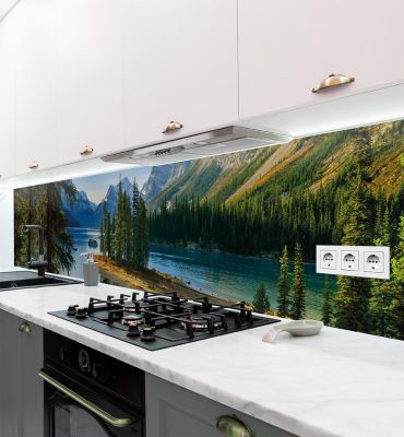 Küchenrückwand Landschaft See und Berge selbstklebend Hauptbild mit Beispiel
