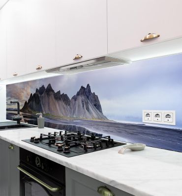 Küchenrückwand Landschaft Berg und Insel selbstklebend Hauptbild mit Beispiel