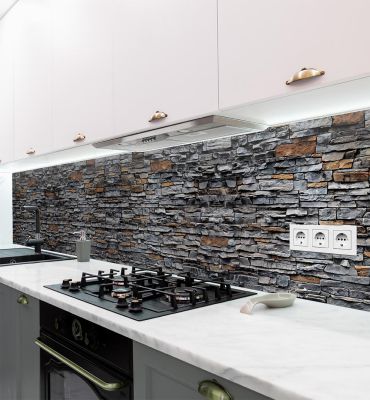 Küchenrückwand Mauer Schiefer Stein selbstklebend Hauptbild mit Beispiel
