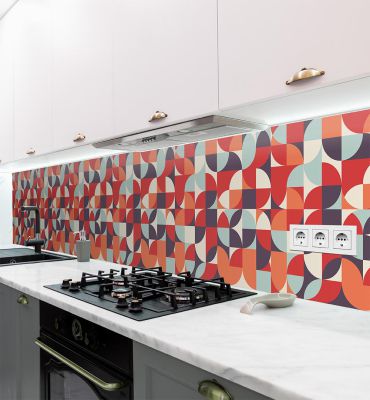 Küchenrückwand Retro 70er Jahre rot selbstklebend Hauptbild mit Beispiel
