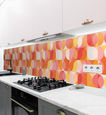 Küchenrückwand Retro 70er Jahre orange selbstklebend Hauptbild mit Beispiel