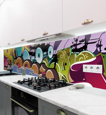 Küchenrückwand Graffiti Kunst selbstklebend Hauptbild mit Beispiel