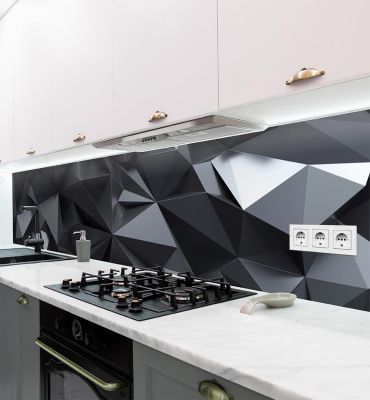 Küchenrückwand Polygone schwarz selbstklebend Hauptbild mit Beispiel
