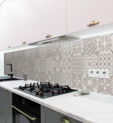 Küchenrückwand Mosaik beige selbstklebend Hauptbild mit Beispiel