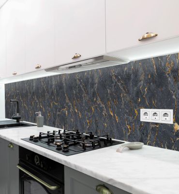 Küchenrückwand Marmor schwarz selbstklebend Hauptbild mit Beispiel
