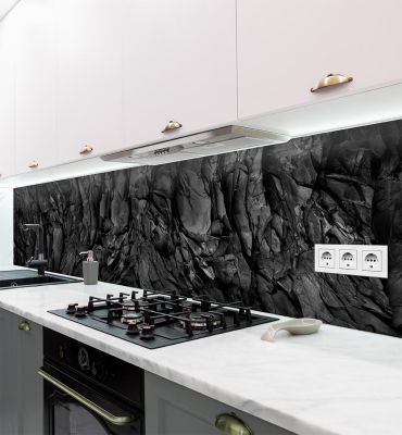 Küchenrückwand schwarzer Stein