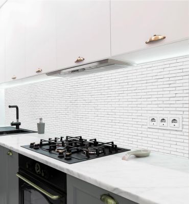 Küchenrückwand weiße Ziegelsteine selbstklebend Hauptbild mit Beispiel