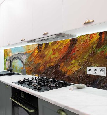 Küchenrückwand Waldfluss selbstklebend Hauptbild mit Beispiel